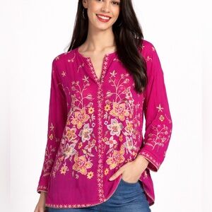 Johnny Was Jenai heavily and embroidered blouse NWT
